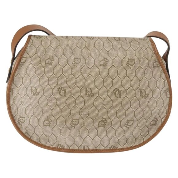 Christian Dior Honeycomb Canvas Shoulder Bag PVC Leather Beige - Picture 3 of 15